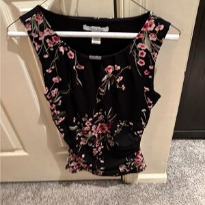 White House Black Market Black Floral Blouse